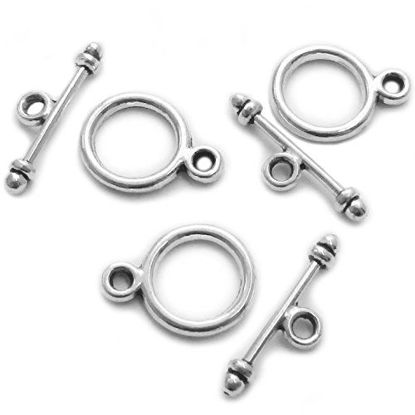 Picture of Toggle Jewelry Clasps Necklace Toggle Clasp Silver Toggle Clasps for Jewelry Making 130 Set