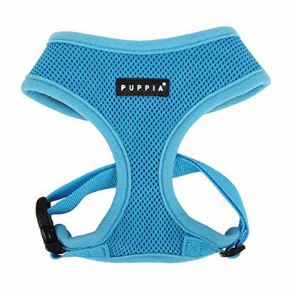 Picture of Puppia Soft Dog Harness No Choke Over-The-Head Triple Layered Breathable Mesh Adjustable Chest Belt and Quick-Release Buckle, Sky Blue, Large