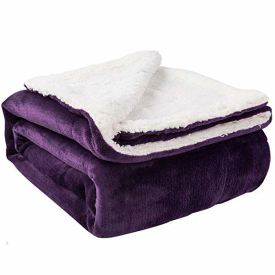 Picture of Nanpiper Sherpa Blanket Twin Thick Warm Blanket for Winter Bed Super Soft Fuzzy Flannel Fleece/Wool Like Reversible Velvet Plush Blanket (Purple Twin Size 60"x80")