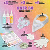 Picture of 3 Pack Scrunchies Tie Dye Kit (Pastel Tye Die Kits) has 3 soft colors in easy-squeeze bottles, 3 blank scrunchies, 1 blank bandana, rubber bands, and dye guide for endless DIY fashion possibilities