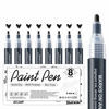 Picture of Black Acrylic Paint Pens - 8Pack Black Paint Markers, Acrylic Paint Pens for Rock Painting, Stone, Wood, Canvas, Glass, Metallic, Ceramic, Graffiti, Paper, Drawing, Water-Based Acrylic Paint Sets