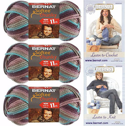 Picture of Bernat Softee Chunky Yarn Bundle Super Bulky Number 6, 3 Skeins (Shadow Ombre)