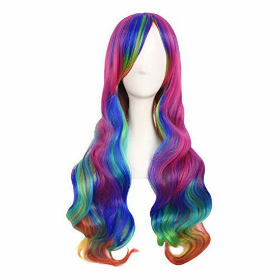 Picture of MapofBeauty 28 Inch/70cm Beautiful Long Wavy Harajuku Style Cosplay Wig (Rainbow Color)