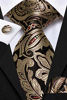 Picture of Dubulle Tan Paisley Ties for Men Bronze Floral Mens Neckties Set and Pocket Square with Cufflinks Paisely Pattern