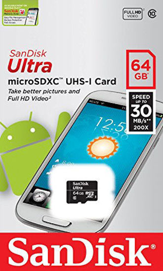 SanDisk Ultra 64GB MicroSDXC UHS-I Card with Adapter Speed up to