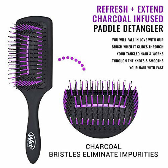 Picture of Wet Brush, Refresh and Extend Paddle Detangler For All Hair Types, Removes Dirt Excess Oils and Impurities Charcoal Infused Bristles, Black