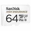 Picture of SanDisk 64GB High Endurance Video MicroSDXC Card with Adapter for Dash Cam and Home Monitoring Systems - C10, U3, V30, 4K UHD, Micro SD Card - SDSQQNR-064G-GN6IA