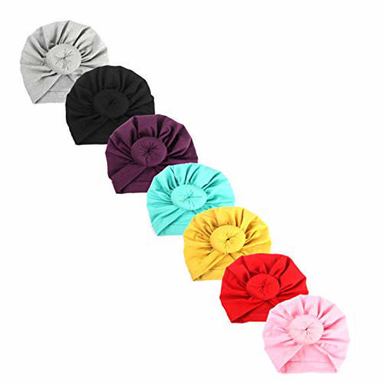 Picture of Upsmile Baby Girl Hat Newborn Hospital Hat Infant Turban Nursery Beanie Headwrap