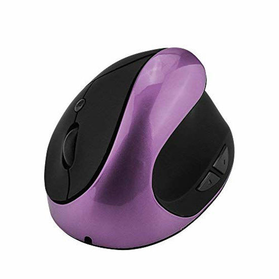 Picture of Wireless Mouse 2.4G Ergonomic Vertical Optical Mouse with Nano Receiver,4 Adjustable DPI 800/1200/ 1600/2400,Rechargeable Li-Battery,6 Buttons for Computer,Notebook, PC, Laptop, MacBook(Purple)