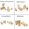 Picture of BOHS 34PCS Dollhouse Furnitures -Wooden 3D Puzzle - Scale Miniature Models Doll House DIY Accessories