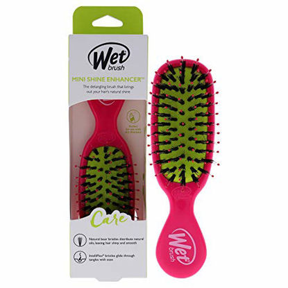 Picture of Wet Brush Hair Brush Mini Shine Enhancer Detangler with Flexible Boar Bristles, Hair Accessory Travel Comb for All Hair Types- (Pink Yellow), Standard