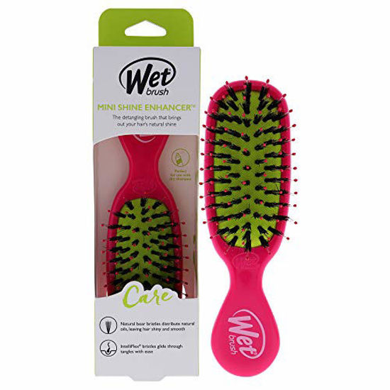 Picture of Wet Brush Hair Brush Mini Shine Enhancer Detangler with Flexible Boar Bristles, Hair Accessory Travel Comb for All Hair Types- (Pink Yellow), Standard