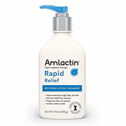 Picture of AmLactin Rapid Relief Restoring Lotion + Ceramides | 24-Hr Dry Skin Relief | Powerful Alpha-Hydroxy Therapy Gently Exfoliates | Lactic Acid (AHA) Restores Rough Flaky Dry Skin | Paraben-Free 7.9 oz.