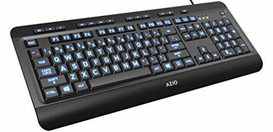 Picture of Azio Large Print Keyboard - USB Computer Keyboard with 3 Interchangeable Backlight Colors (KB505U)