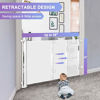 Picture of Retractable Baby Gate Space Saving and Extends to 58" Wide Movable Indoor and Outdoor Gates for Kids or Pets Adjustable Baseboard Height Mesh Dog Gate for Doorways, Stairs, Hallways and More