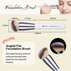 Picture of DUcare Makeup Brushes 3Pcs Foundation Brush& Concealer Brush& Blusher Brush Face Kabuki Blush Bronzer Travel Buffing Stippling Contour Liquid Blending Makeup brush set White