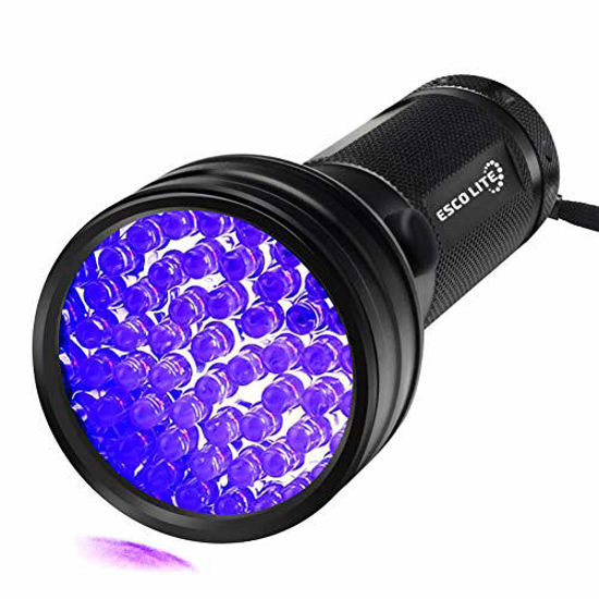 Picture of Escolite UV Flashlight Black Light, 51 LED 395 nM Ultraviolet Blacklight Detector for Dog Urine, Pet Stains and Bed Bug