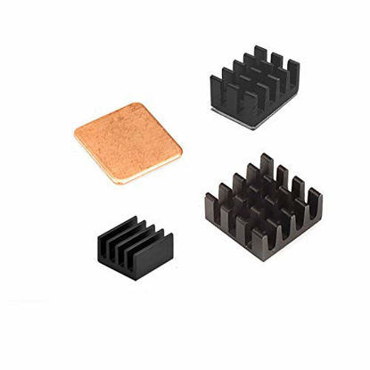 Picture of Easycargo Raspberry Pi 4 Heatsink Kit Aluminum + Copper + 3M 8810 Thermal Conductive Adhesive Tape for Cooling Cooler Raspberry Pi 4 B, 3 B+, Pi 3 B, (4pcs)