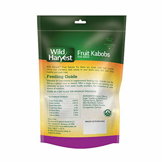 Picture of Wild Harvest Fruit Kabobs for Birds 6 Count, with Real Carrot, Cherry and Cranberry