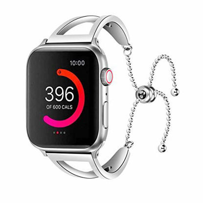 Picture of UNIDEEPLY Bling Bands Compatible Apple Watch Band Iwatch Series 4/3/2/1, Women Stainless Steel Metal Dress Jewelry Bracelet Bangle Wristband (Silver, 38MM/40MM)