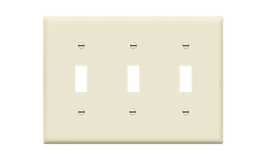Picture of ENERLITES Triple Toggle Light Switch Wall Plate, Gloss Finish, Standard Size 3-Gang 4.50" x 6.38", Unbreakable Polycarbonate Thermoplastic, 8813-LA, Light Almond
