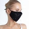 Picture of Sparkly Sequins Face Mask Bling Glitter Fashion Masquerade Party Reusable Cotton Mask for Women (#Black)