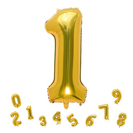 GetUSCart- 32 Inch Gold Number 1 Balloons Foil Ballon Digital Birthday ...