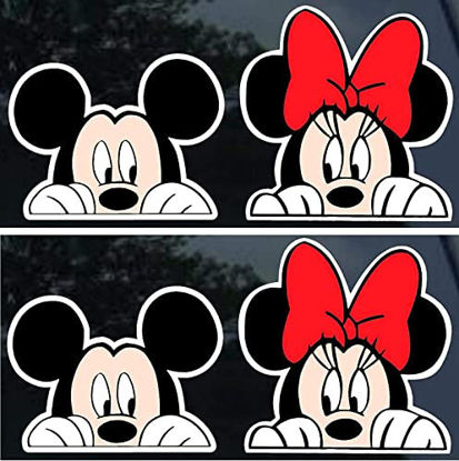 Picture of Mickey Mouse Stickers Decals Mickey & Minnie Disney Peeking Light Switch Decals Car Stickers - Disney Kids Room Vinyl Wall Decals MacBook Laptop Windows ipad iPhone Kids Room