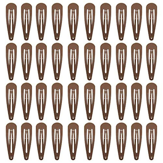 Picture of 40 Counts Colorful Metal Snap Hair Clips 2 Inch Barrettes for Women Accessories (brown)