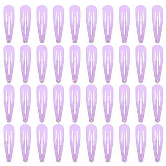 Picture of 40 Counts Colorful Metal Snap Hair Clips 2 Inch Barrettes for Women Accessories (light purple)