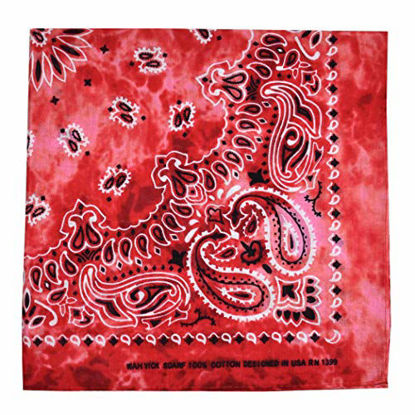 Picture of NYFASHION101 Unisex Double Sided Print Paisley Cotton Bandana Head Wrap Scarf, Red Tie Dye