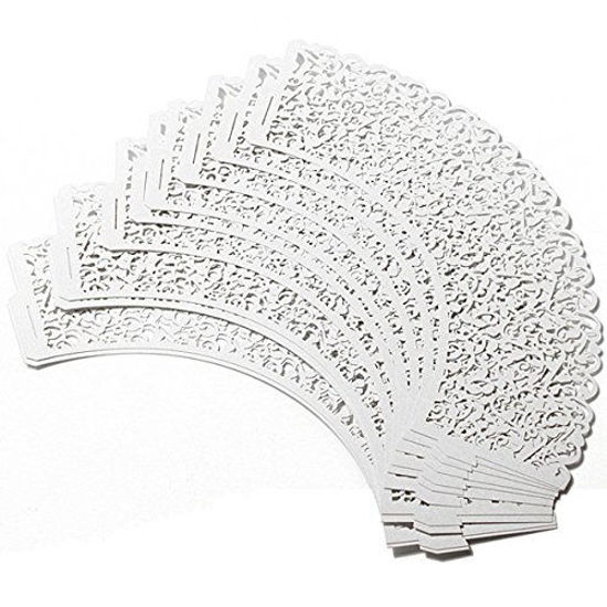 Picture of YOZATIA 60PCS Vine White Cupcake Wrapper, Lace Cupcake Wraps Liner for Wedding Party Cake Decoartion (White)