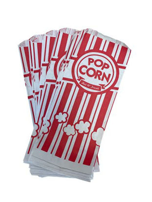 Picture of Paper Popcorn Bags Red & White Striped For Parties, Carnivals, Movie Theaters 1oz (48)