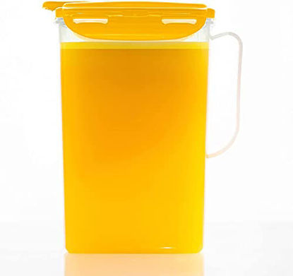 Picture of LOCK & LOCK Aqua Fridge Door Water Jug with Handle BPA Free Plastic Pitcher with Flip Top Lid Perfect for Making Teas and Juices, 2 Quarts, Yellow