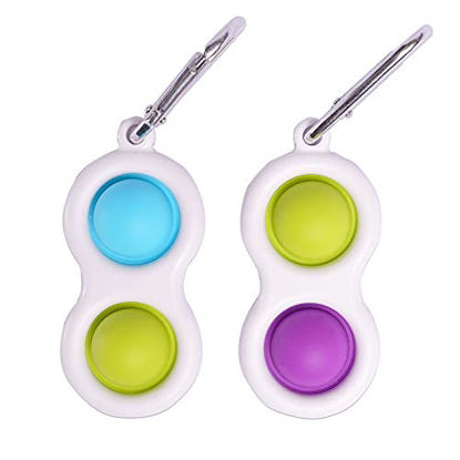 Picture of DERAYEE 2Pcs Simple Dimple Fidget Toys, Fidget Popper Sensory Stress Relief Toys with Buckle Ring for Adults and Kids