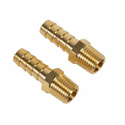 Picture of 2 Pack Brass Hose Fitting, Adapter, 3/8" Barb x 1/4" NPT Male Pipe