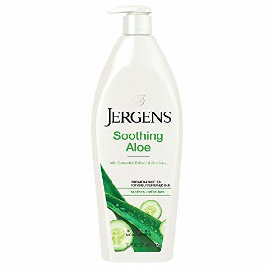 Picture of Jergens Soothing Aloe Refreshing Body Lotion, Aloe Vera Body and Hand Moisturizer, 21 Fl Oz , Illuminating Hydralucence Blend, with Cucumber Extract, Dermatologist Tested