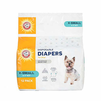 Picture of Arm & Hammer For Pets for Pets Female Dog Diapers, Size X-Small, 12 Count | Ultra-Absorbent, Adjustable Girl Dog Diapers with Leak-Proof Protection and Wetness Indicator