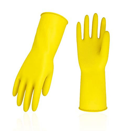 Vgo 1 Pair Reusable Household Gloves Rubber Dishwashing gloves Extra Thickness Long Sleeves Kitchen Cleaning Working Painting Gardening Pet