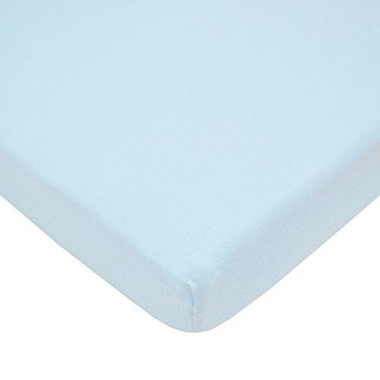 Picture of American Baby Company 100% Natural Cotton Jersey Knit Fitted Portable/Mini-Crib Sheet, Baby Blue, Soft Breathable, for Boys and Girls, Pack of 1