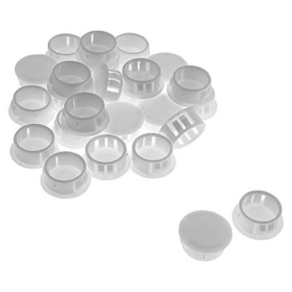 Picture of Jersvimc 25Pcs 5/8 Inch(16mm) White Hole Plug Plastic Hole Cover, Round End Cap Plug Flush Type Tube Insert Plug, Pipe Post Plug Panel Plug for Chair Furniture Glide Protectors