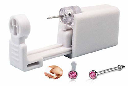 Picture of Self Nose Piercing Gun Self Nose Piercing Gun Kit Safety Nose Piercing Gun Kit Tool (Pink)