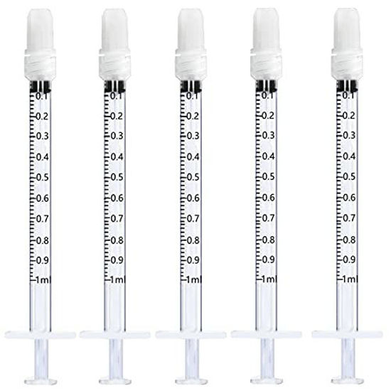 GetUSCart- 1ml Plastic Luer Lock Syringes with Cap, for Scientific Labs,  DIY Crafting and Liquids Dispensing Multiple Uses Measuring Syringe Tools,  Individually Sealed Packaging, 12 Pack