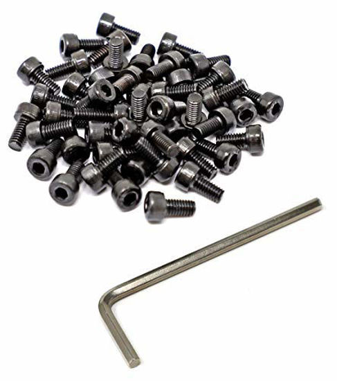 Picture of iExcell 100 Pcs 12.9 Grade M4 x 8 mm Thread Pitch 0.7 mm Alloy Steel Hex Socket Head Cap Screws Kit, Black Oxide Finish