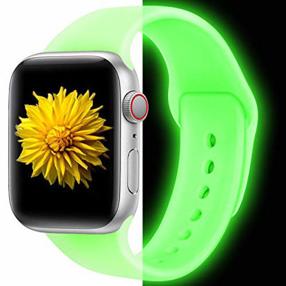 Picture of Taleque Band Compatible with Apple Watch Series 4 40mm Band - Soft Silicone iWatch Series 4 Replacement Strap Wrist Bands for Apple Watch 38mm Series 3 2 1 for Men Women, Nightglow Lime S/M