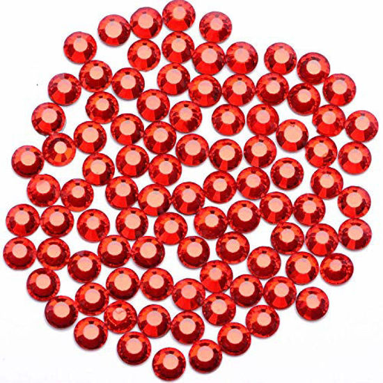 Picture of 4500 Pieces Hot Fix Glass Flatback Rhinestones HotFix Round Crystal Gems (Light Red, SS6)