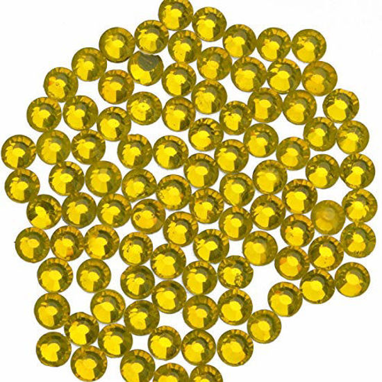 Picture of 4500 Pieces Hot Fix Glass Flatback Rhinestones HotFix Round Crystal Gems 2MM (Citrine, SS6 2MM)