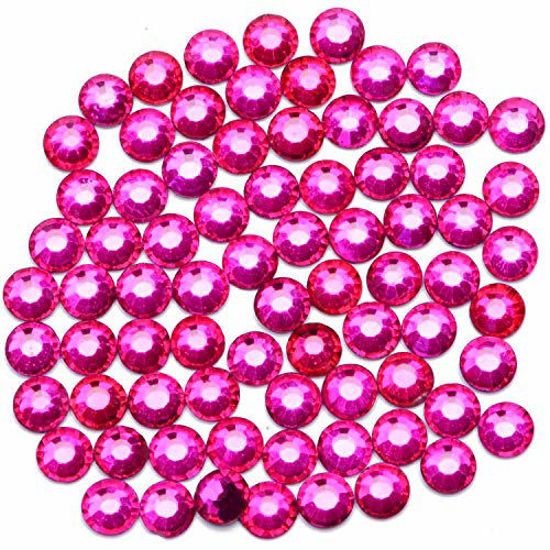 Picture of 4500 Pieces Hot Fix Glass Flatback Rhinestones HotFix Round Crystal Gems (Rose Pink, SS6)