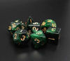 Picture of CREEBUY Polyhedral DND Dice Set Glitter Dice for Dungeon and Dragons D&D RPG Role Playing Games Green Mix Black Nebula Dice