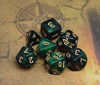 Picture of CREEBUY Polyhedral DND Dice Set Glitter Dice for Dungeon and Dragons D&D RPG Role Playing Games Green Mix Black Nebula Dice